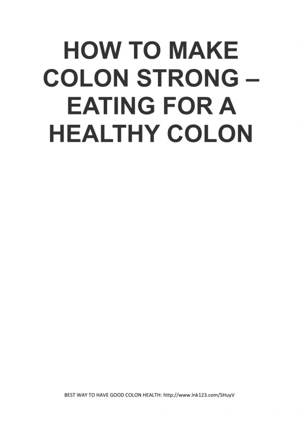 How to Make Colon Strong