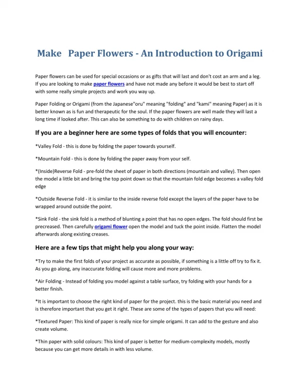 How to make origami paper flowers