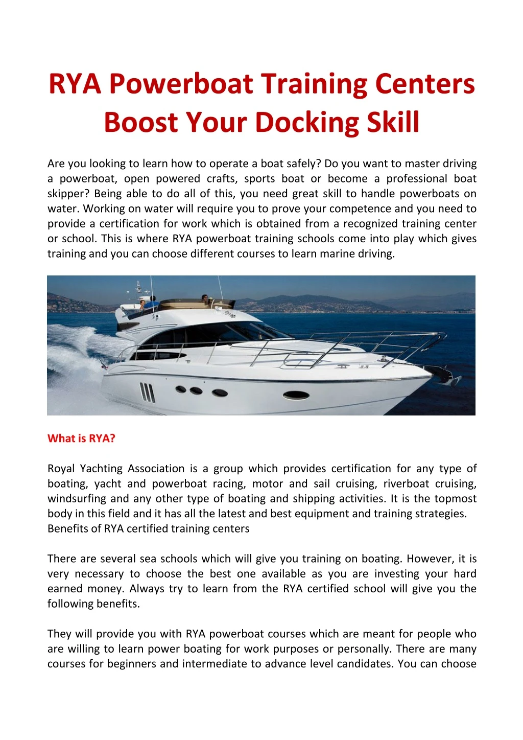 rya powerboat training centers boost your docking