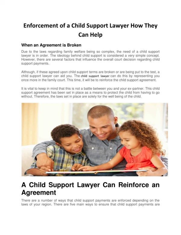 Enforcement Of a Child Support Lawyer: How They Can Help