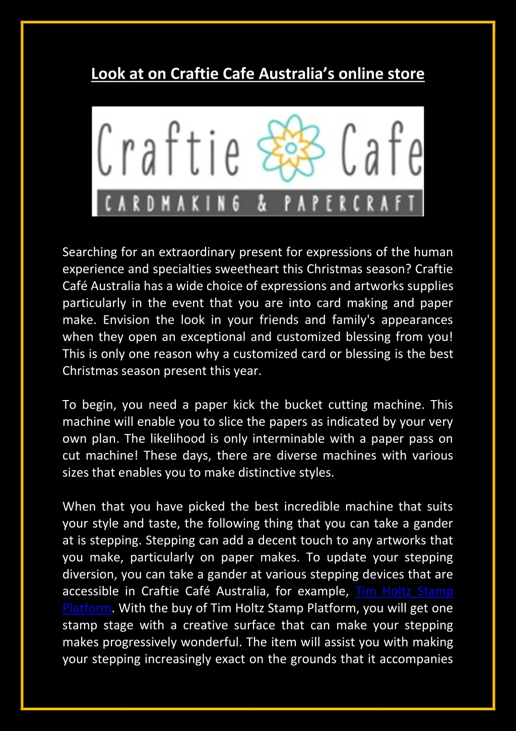 look at on craftie cafe australia s online store