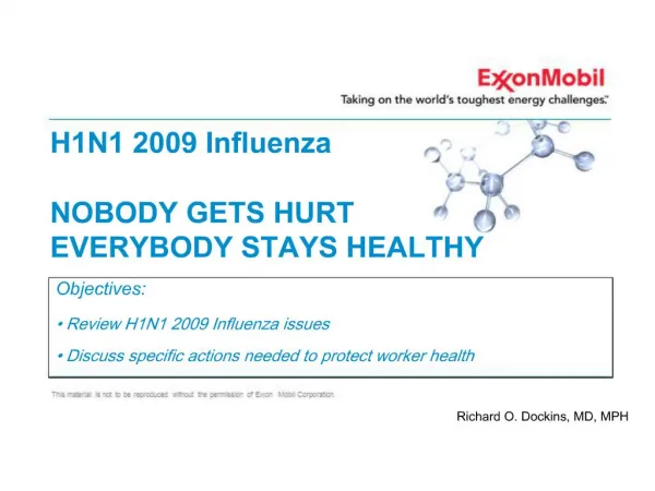 H1N1 2009 Influenza NOBODY GETS HURT EVERYBODY STAYS HEALTHY