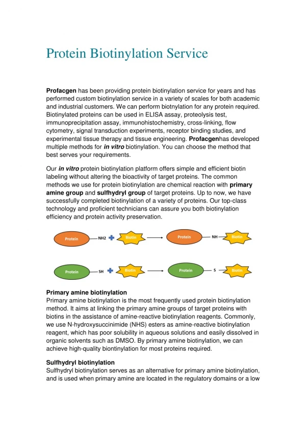 an introduction for Protein PEGylation