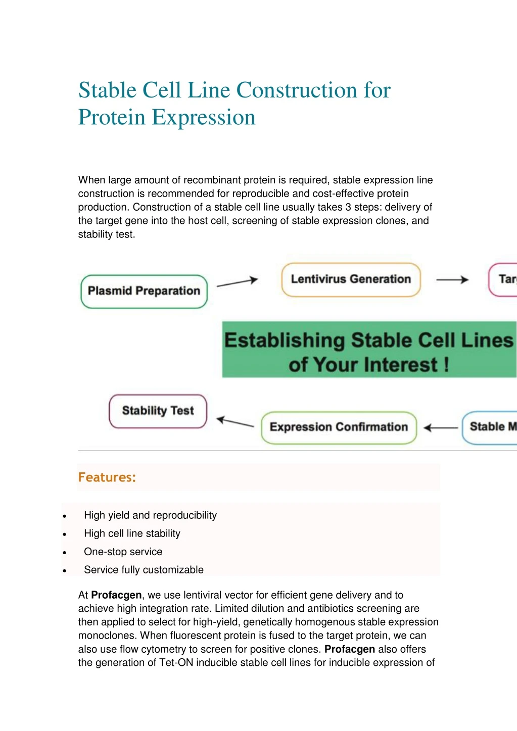 stable cell line construction for protein