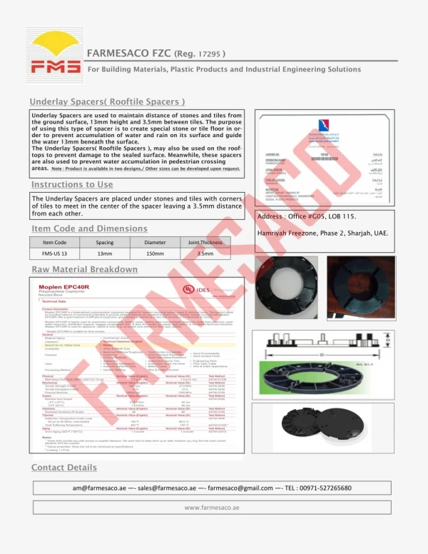 Plastic Spacers In UAE | PVC Spacers UAE- Farmesaco FZC