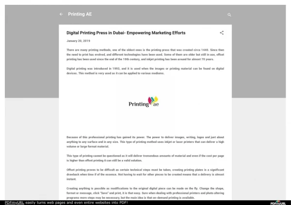 Digital Printing Press in Dubai- Empowering Marketing Efforts