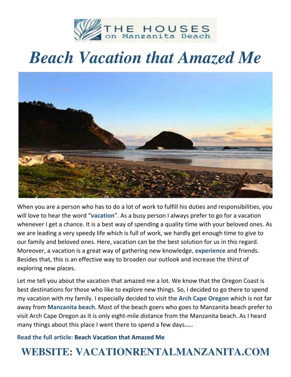 Beach vacation that Amazed Me