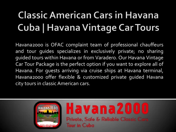 Classic American Cars in Havana Cuba | Havana Vintage Car Tours