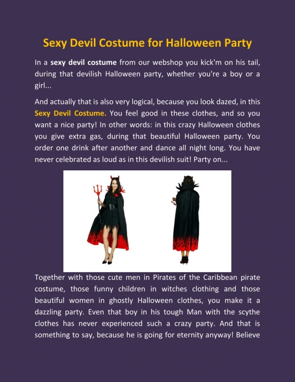 Sexy Devil Costume for Halloween Party