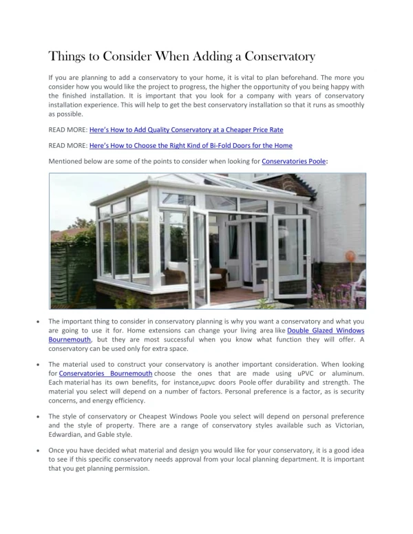Add Quality Conservatory at a Cheaper Price Rate