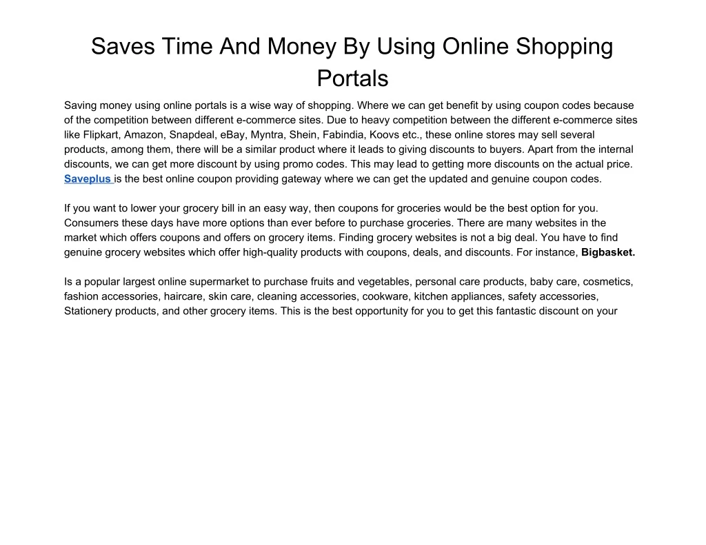saves time and money by using online shopping