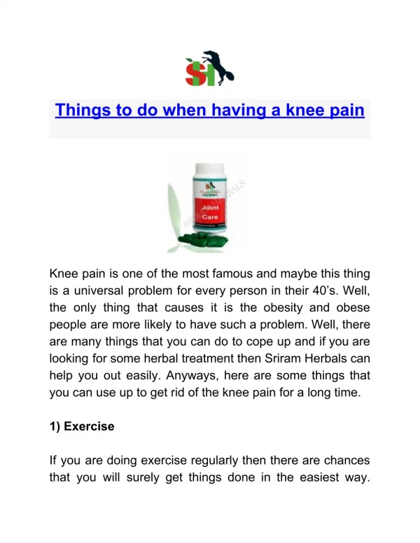 Things to do when having a knee pain