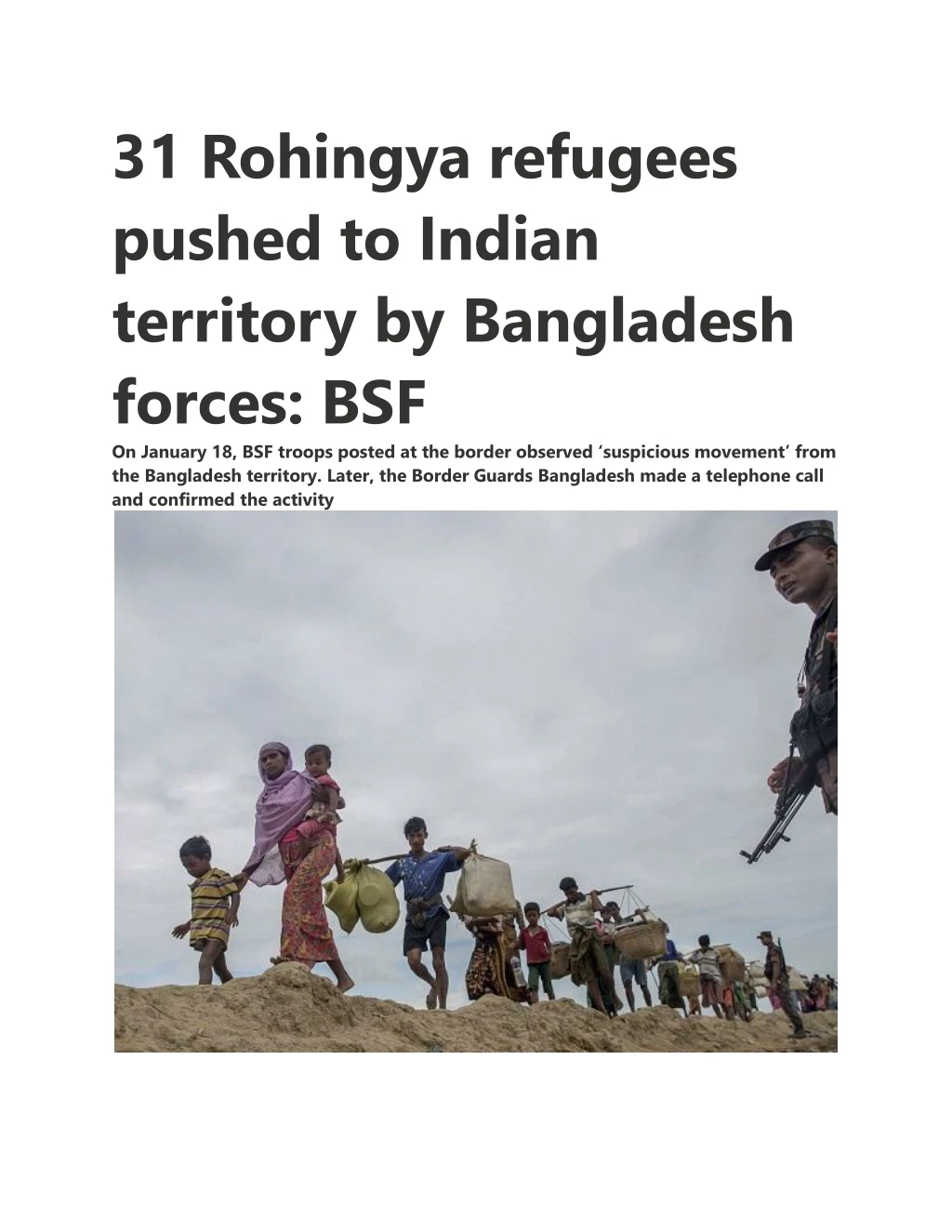 31 rohingya refugees pushed to indian territory