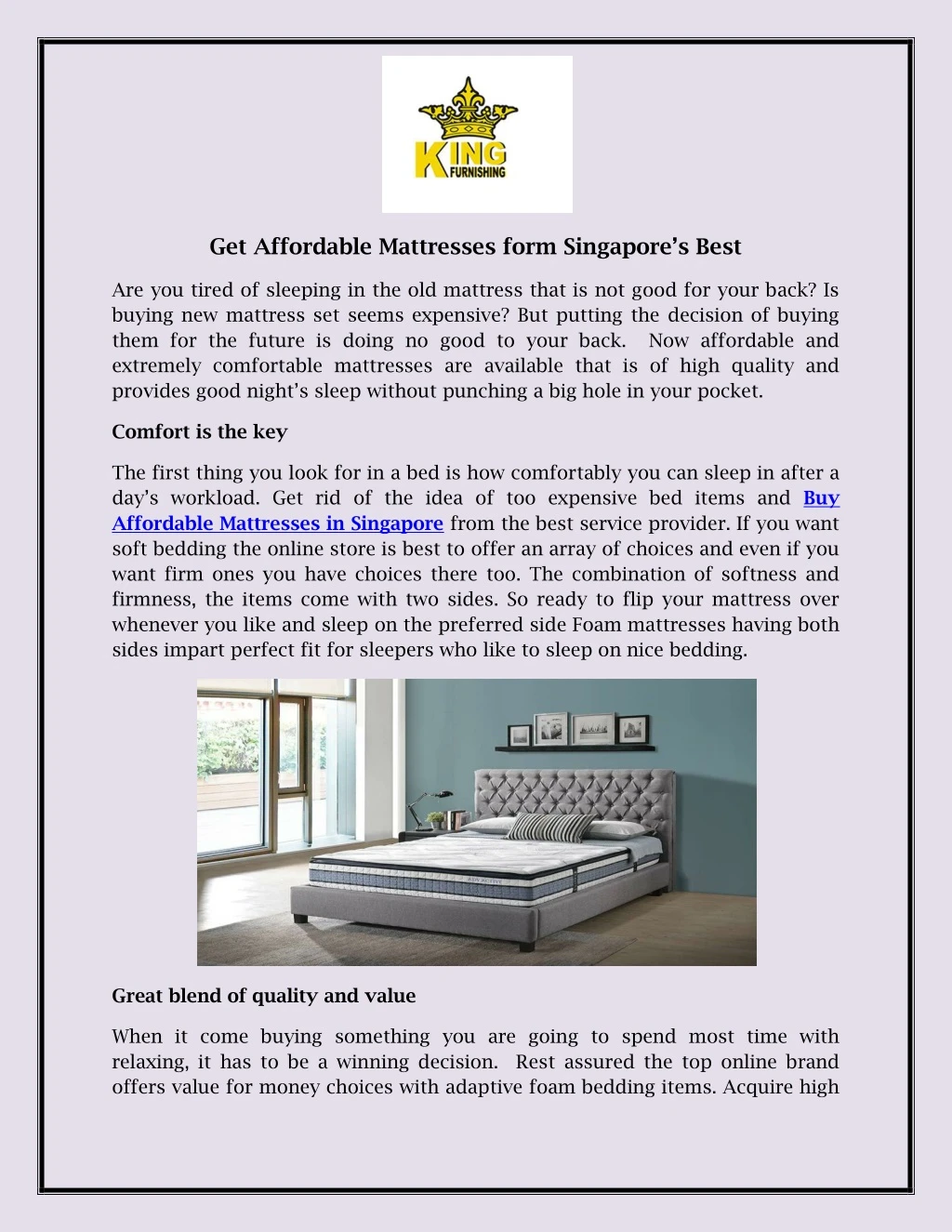 get affordable mattresses form singapore s best