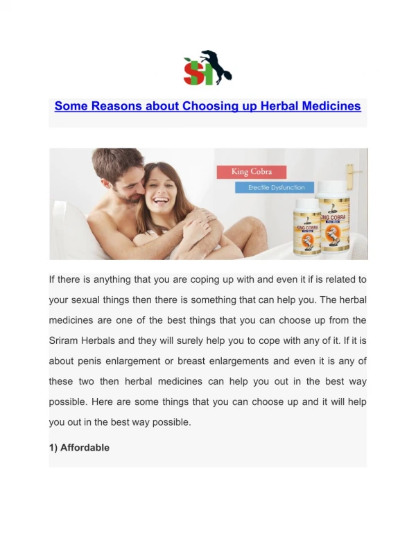 Some reasons about choosing up herbal medicines