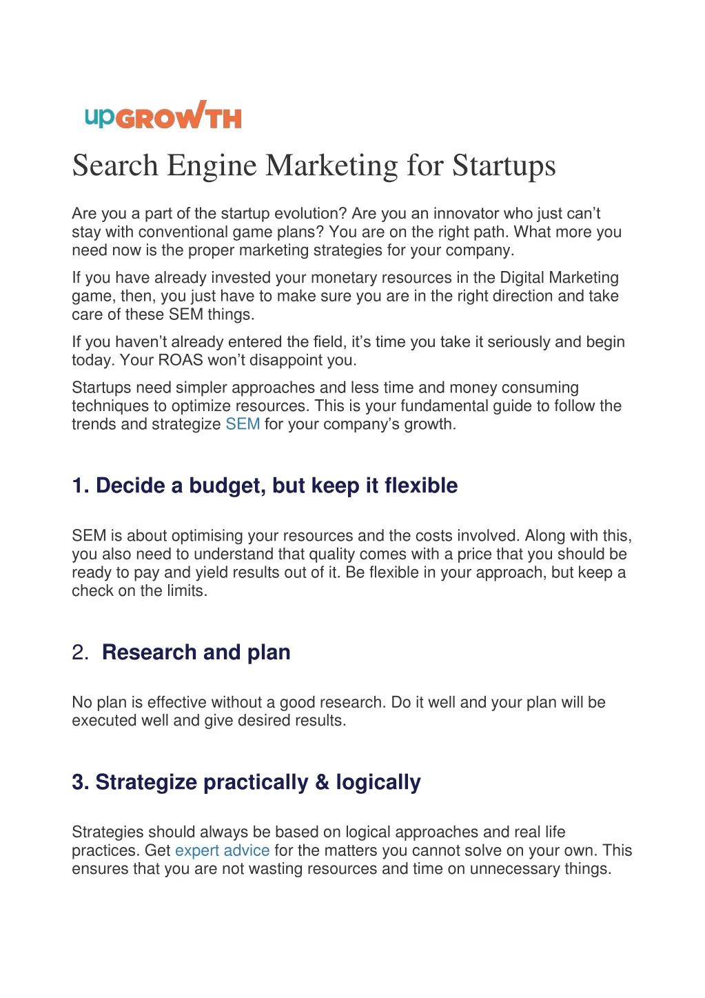 search engine marketing for startups