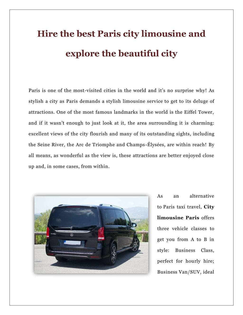 hire the best paris city limousine and