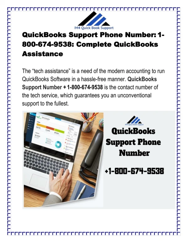 QuickBooks Support Phone Number: 1-800-674-9538: Complete QuickBooks Assistance