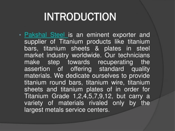 Pioneer Supplier, Exporter, Stockist of Titanium Products
