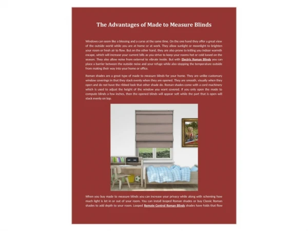 The Advantages of Made to Measure Blinds