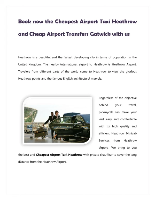 Cheap Airport Transfers Gatwick