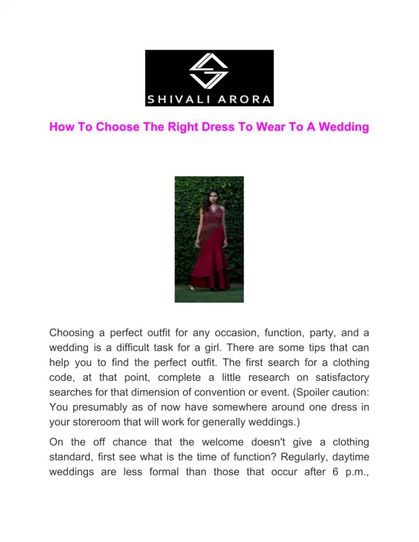 How To Choose The Right Dress To Wear To A Wedding