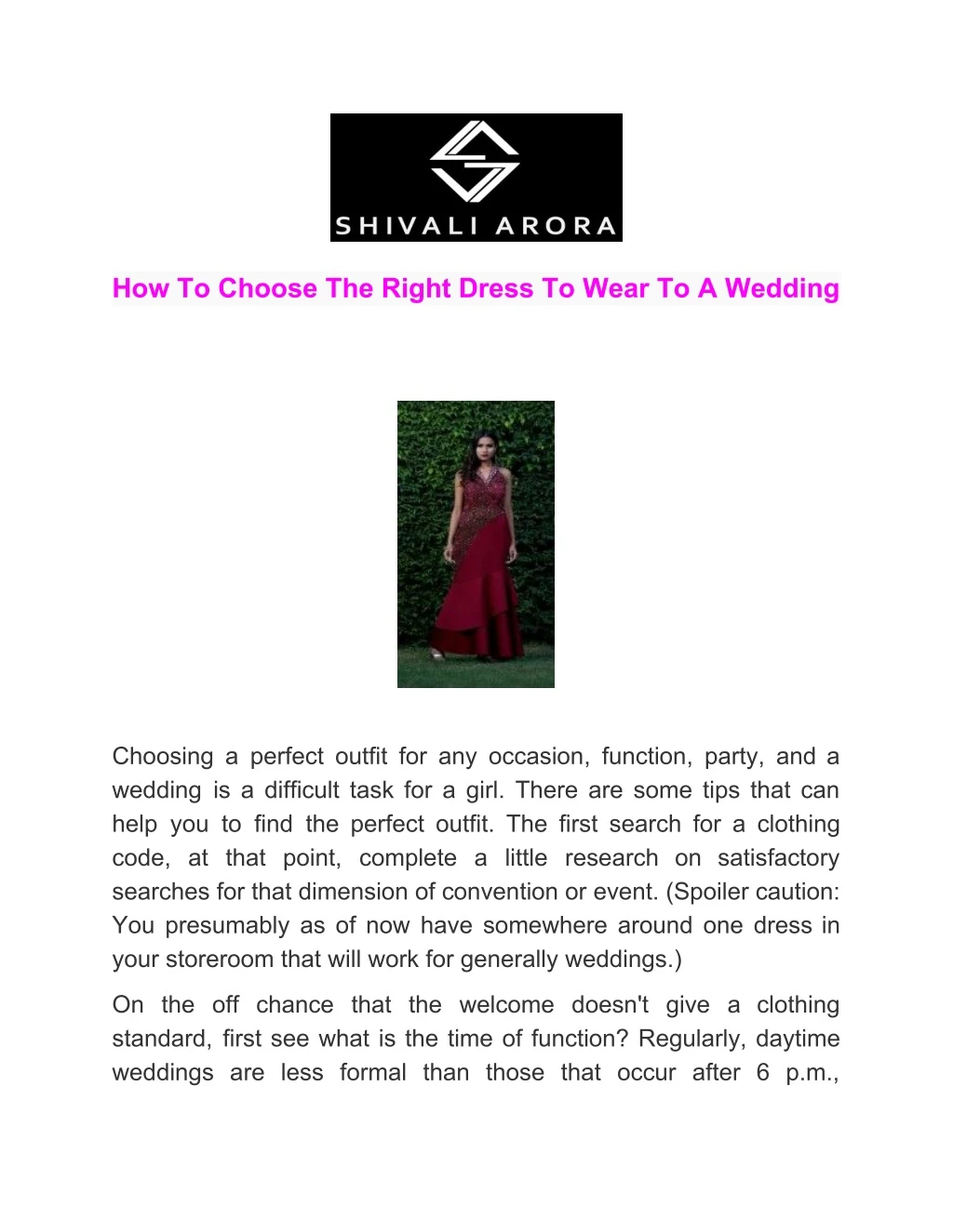 how to choose the right dress to wear to a wedding