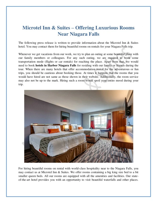 Microtel Inn & Suites – Offering Luxurious Rooms Near Niagara Falls