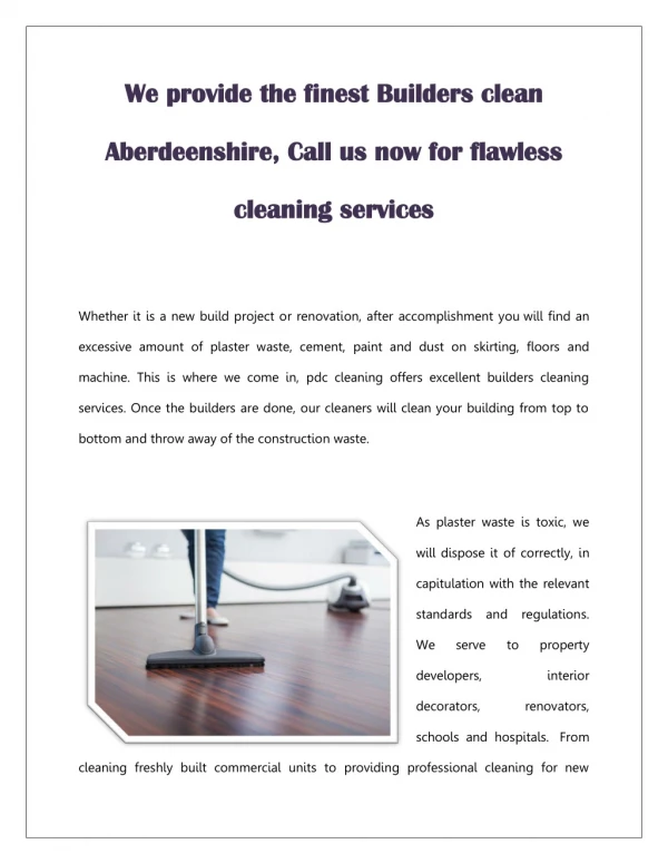 ECO friendly cleaning services Aberdeenshire