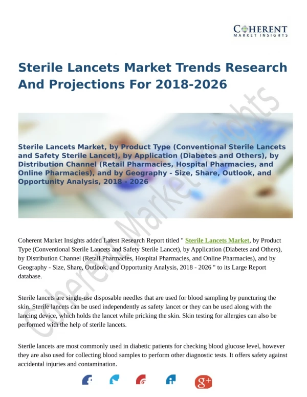 Sterile Lancets Market To See Incredible Growth By 2026