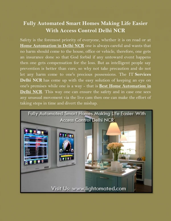 Fully Automated Smart Homes Making Life Easier With Access Control Delhi NCR