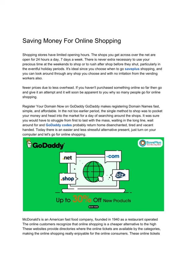 Saving Money For Online Shopping