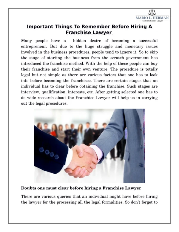 Important Things To Remember Before Hiring A Franchise Lawyer