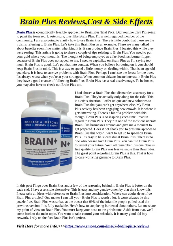 Brain Plus- *Must* Read Review Before Order