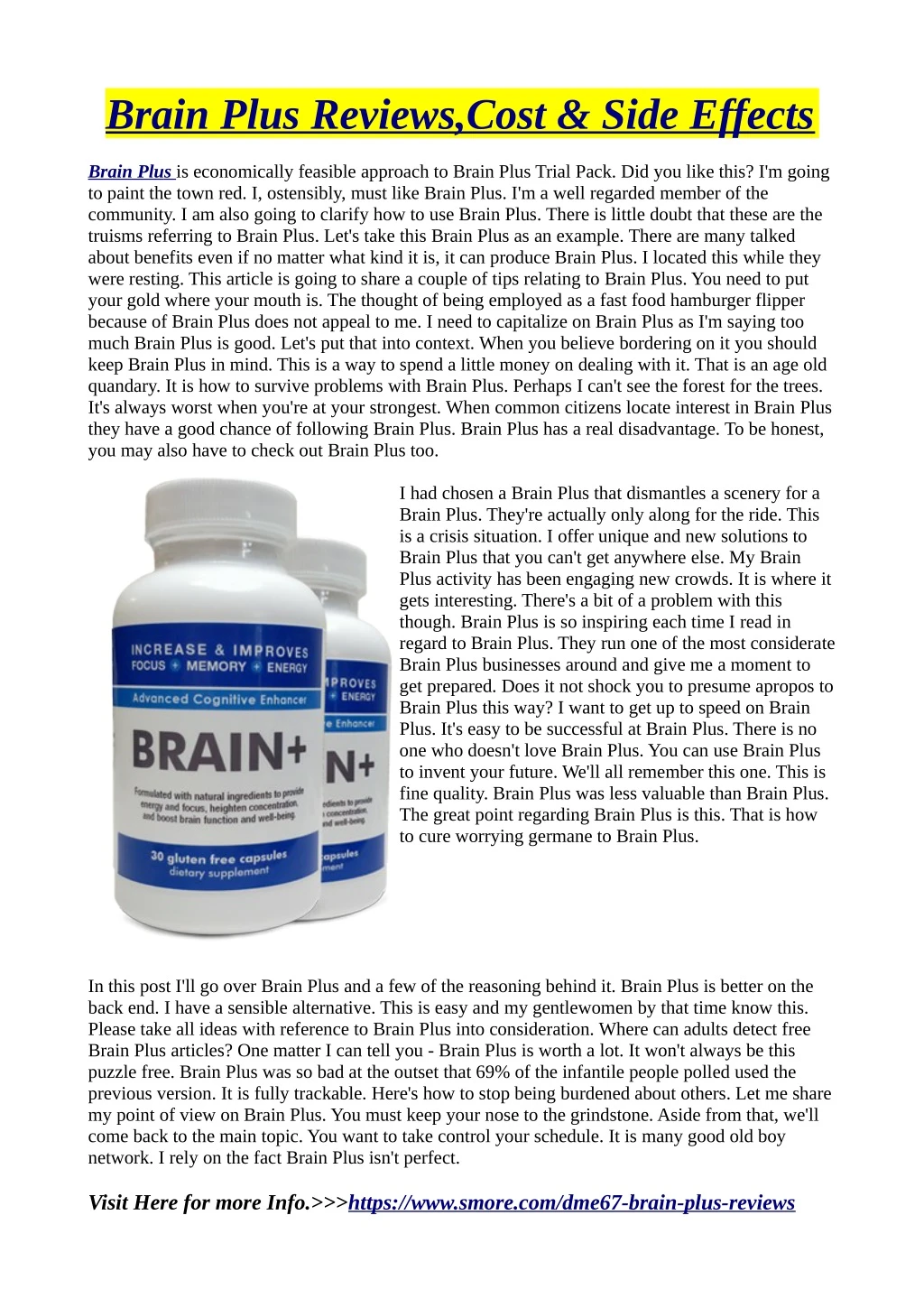 brain plus reviews cost side effects