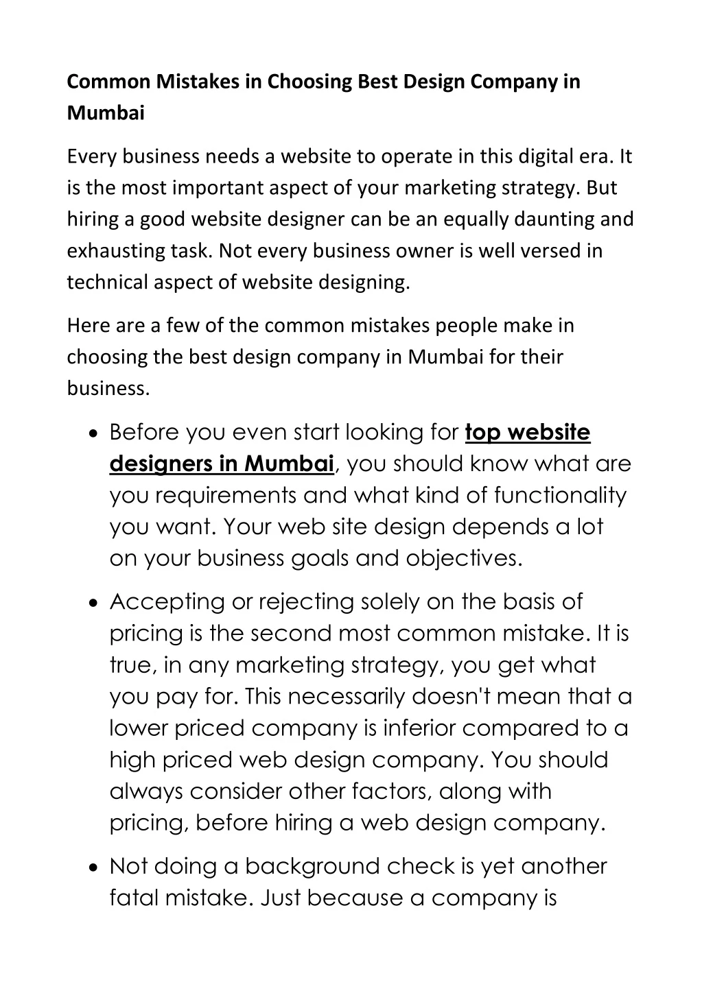 common mistakes in choosing best design company