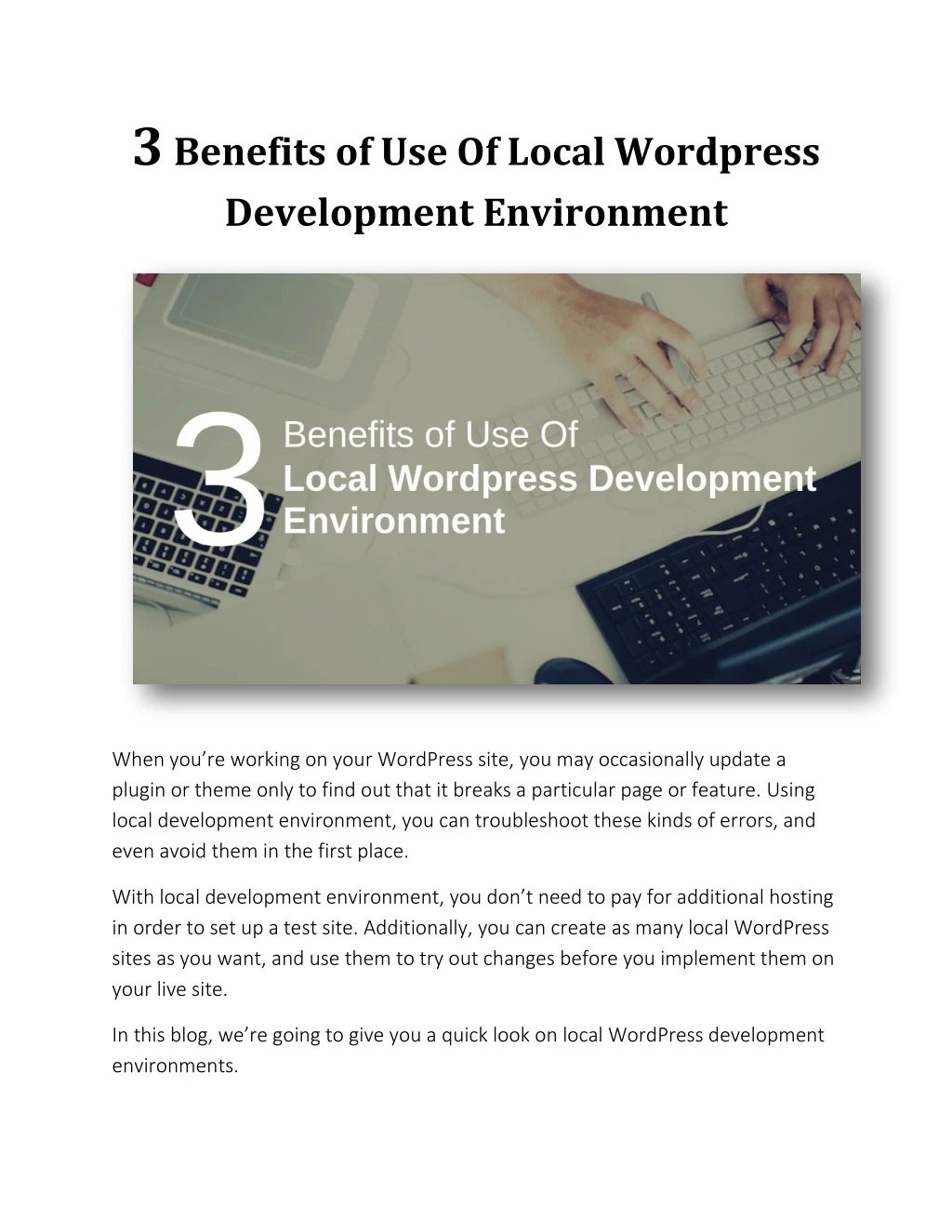 3 benefits of use of local wordpress development