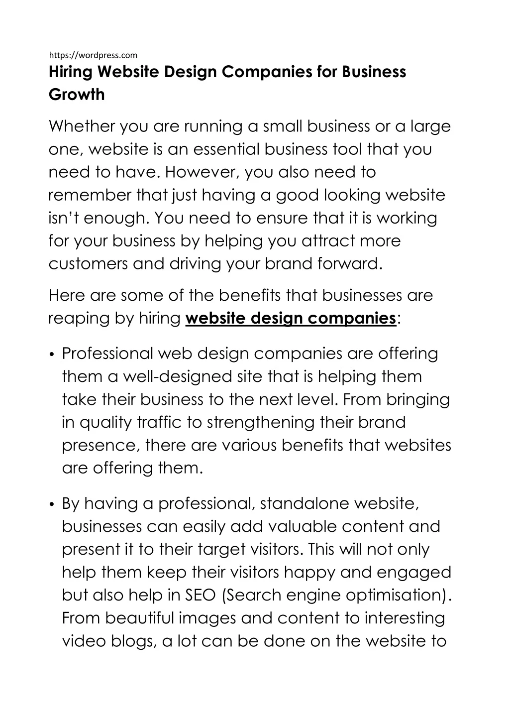 https wordpress com hiring website design
