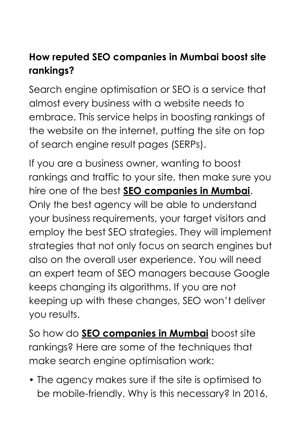 how reputed seo companies in mumbai boost site
