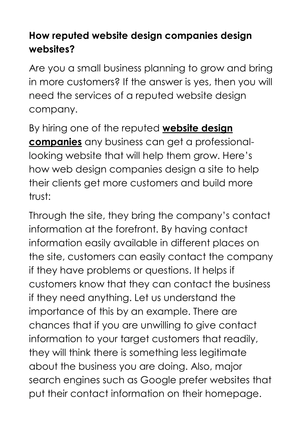 how reputed website design companies design