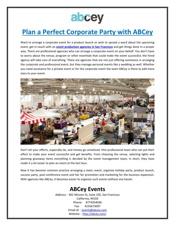 Plan a Perfect Corporate Party with ABCey