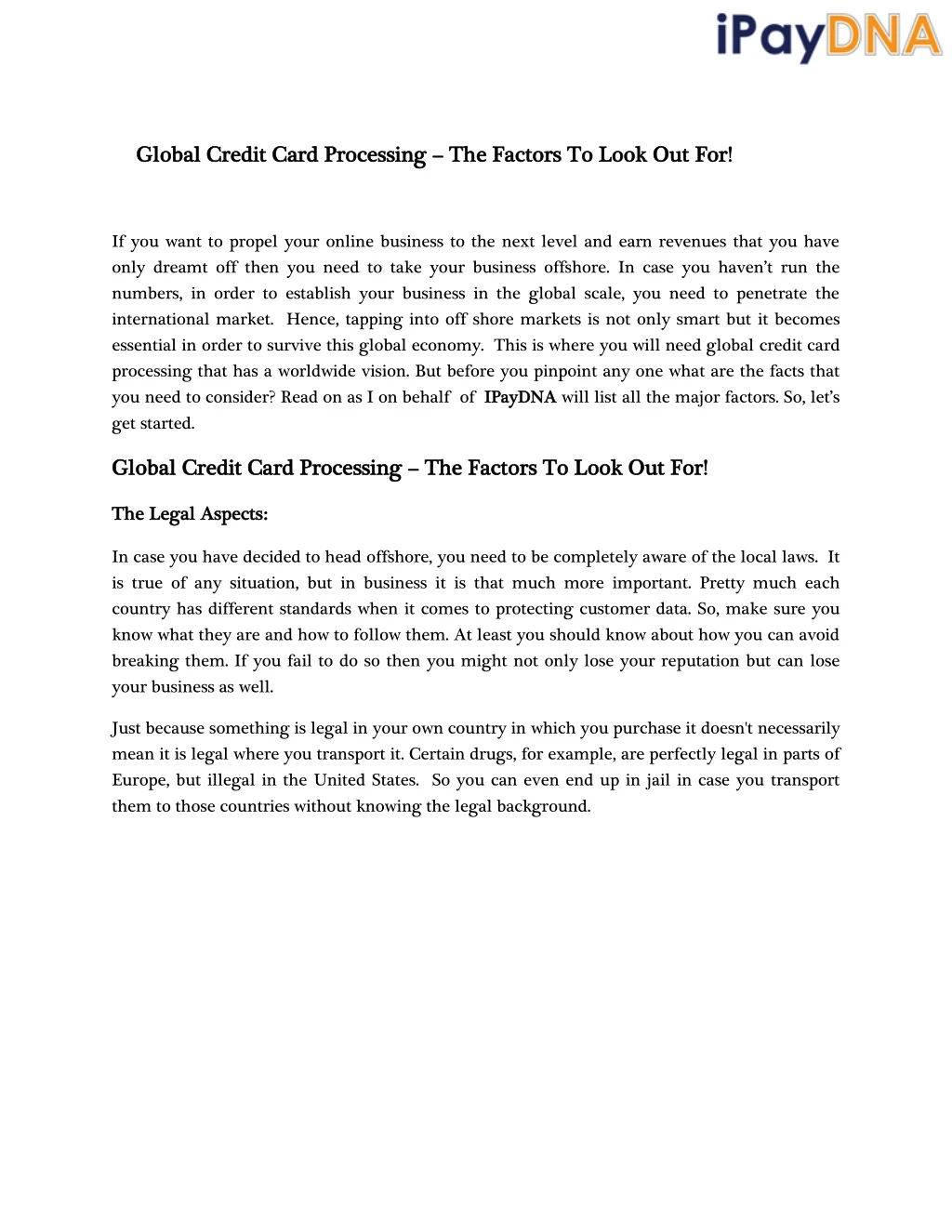 global credit card processing global credit card