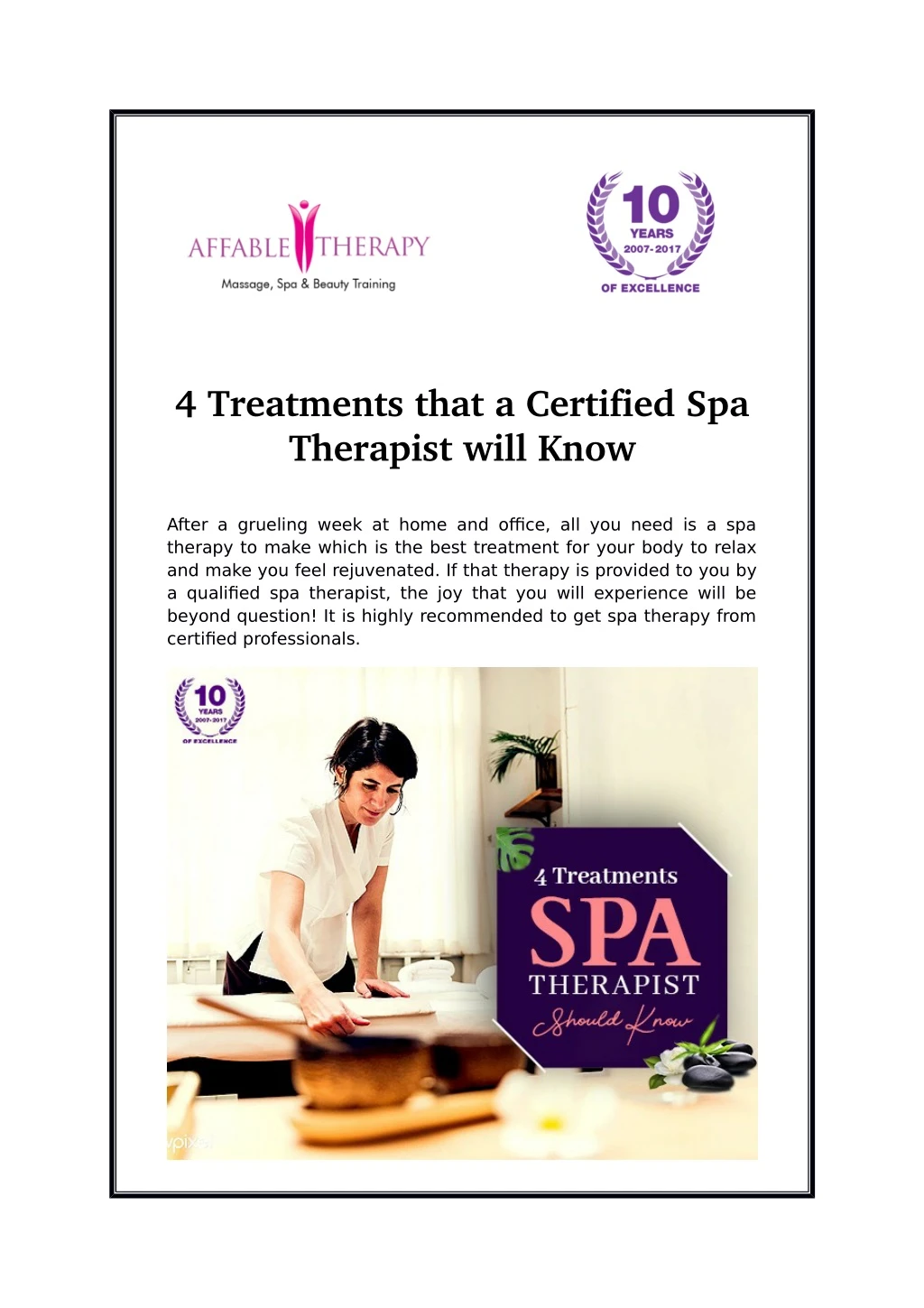 4 treatments that a certified spa therapist will