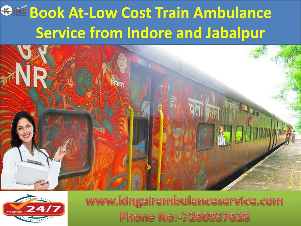 book at low cost train ambulance service from indore and jabalpur