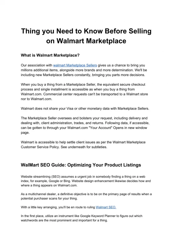 Thing you Need to Know Before Selling on Walmart Marketplace
