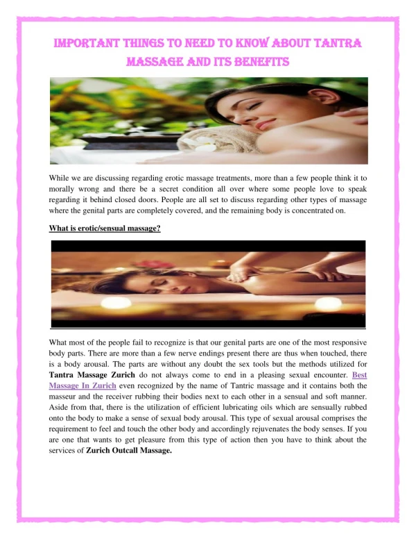 Important Things To Need To Know About Tantra Massage and Its Benefits