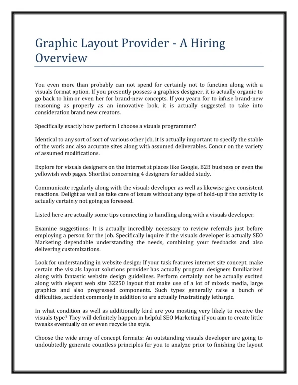 1Graphic Layout Provider - A Hiring Overview