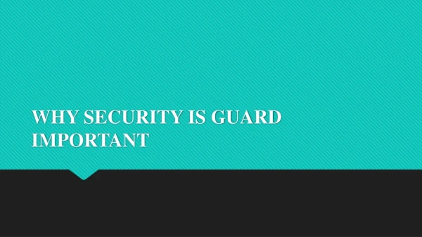 Why Security Guard is Important
