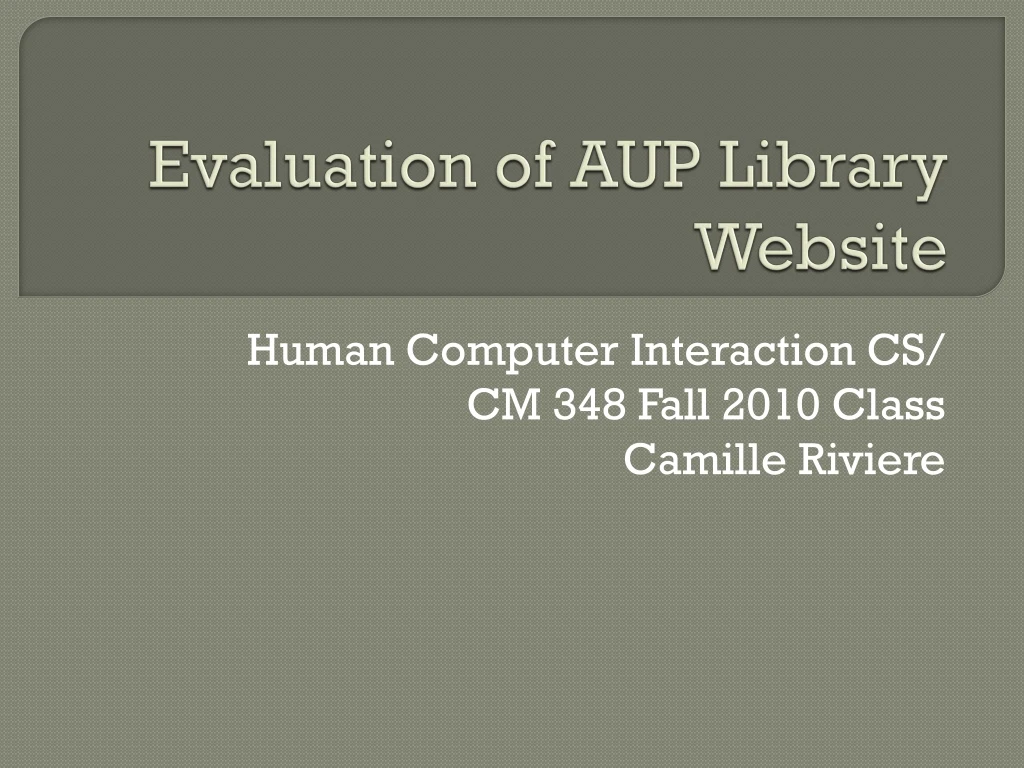 evaluation of aup library website