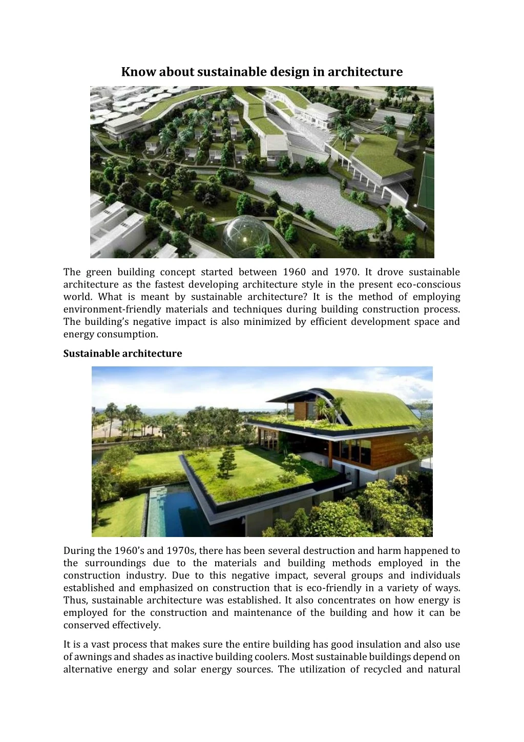 know about sustainable design in architecture